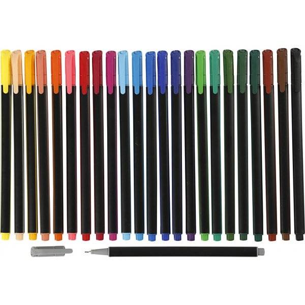 Colortime Fineliner Tusch - mixade färger - 24 st