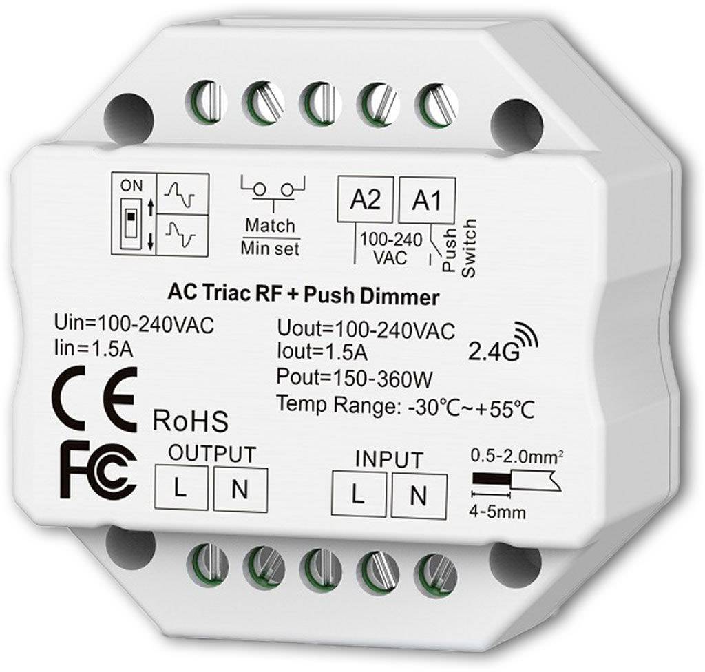 ISOLED Sys-Pro + Zigbee 3.0 Push/Funk Dimmer, 230V AC, 360 VA, Phasenan-/Abschnitt wählbar