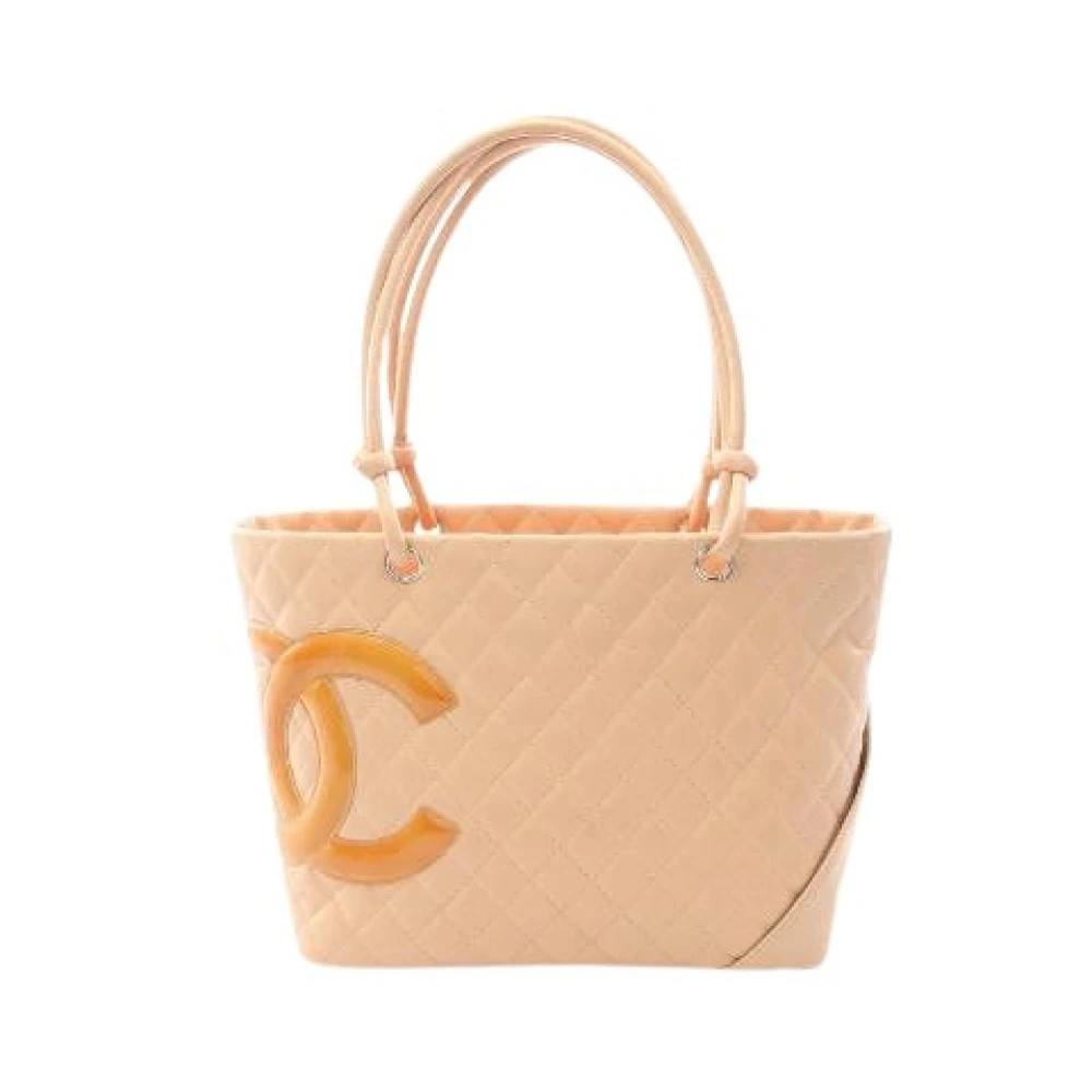 Chanel Vintage Pre-owned Cambon Line Leather Tote Bag - Vintage - Dame - Beige - ONE SIZE - Uld