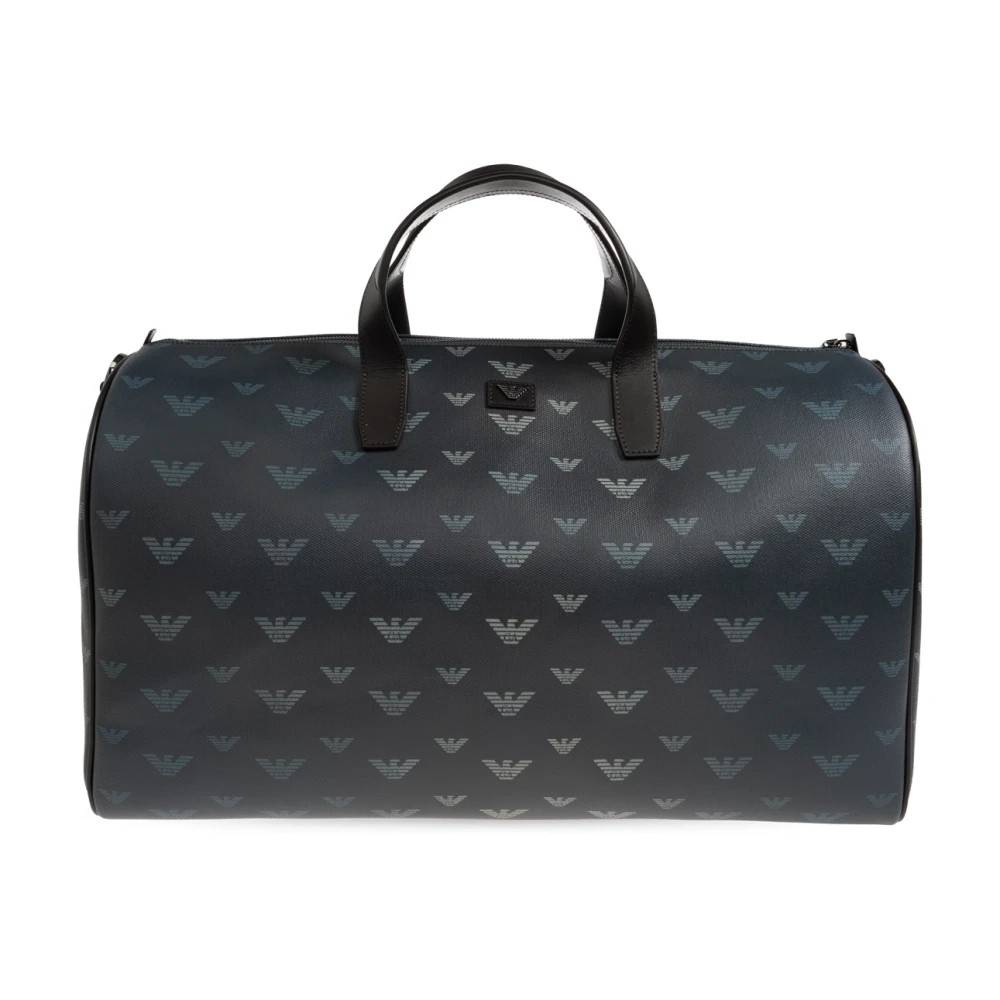 Emporio Armani Bauletto taske i coated canvas med all-over ørnemotiv - Tasker - Herre - Grøn - ONE SIZE - Uld