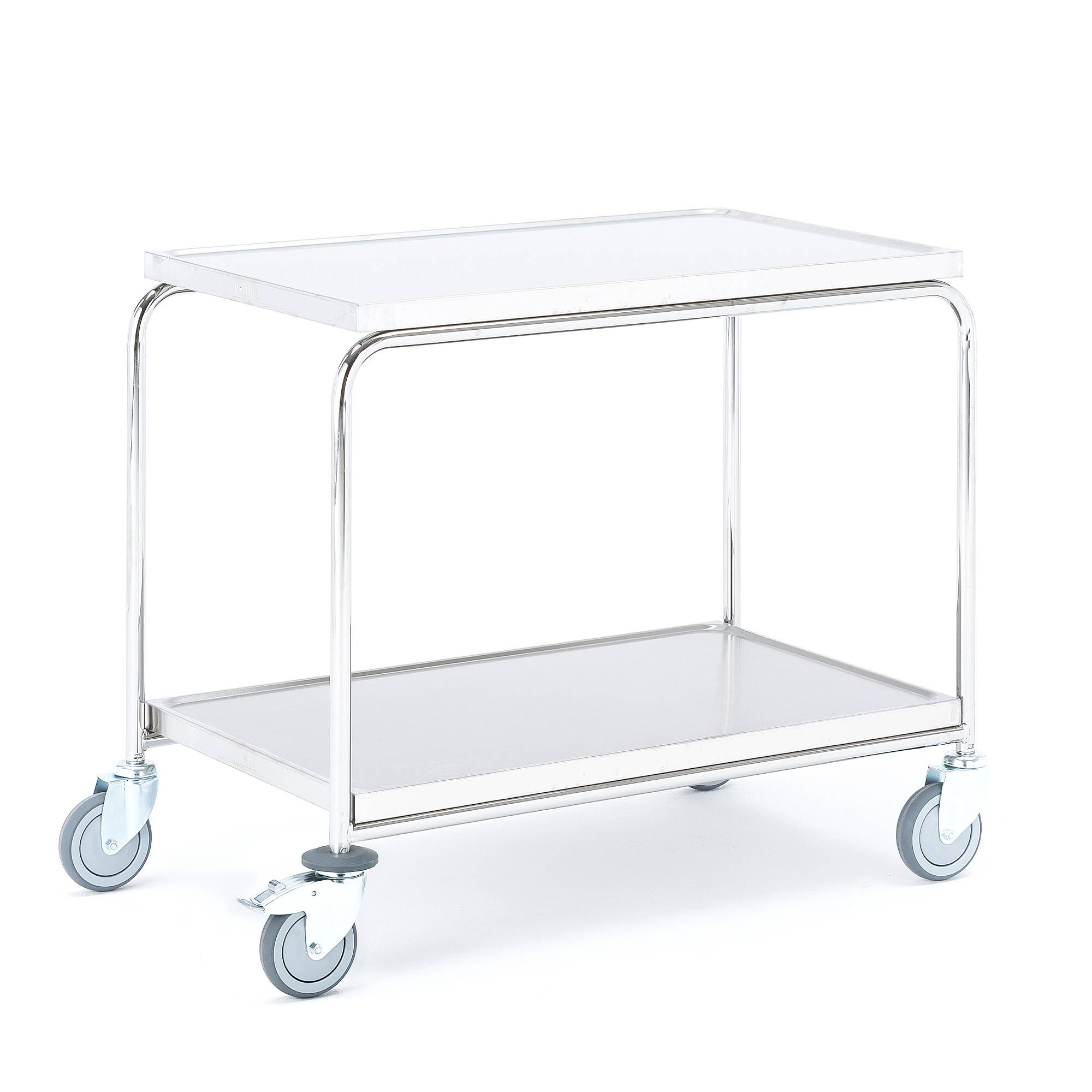 Rullbord CONVOY, rostfri, 2 hyllplan, 900x550 mm