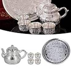 Fyearfly Turkisk kaffekanna turkisk te-set, vintage teset mini turkisk kaffekopp set med turkisk tekanna 4 turkiska tekoppar tebricka för kvinnor te presentset bröllopsgåvor