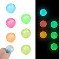 ZoneYan Globbles Sticky Balls, lysande klibbig boll, anti-stress klibbiga bollar, fluorescerande självhäftande väggboll, klämleksak för vuxna och barn (6 st)