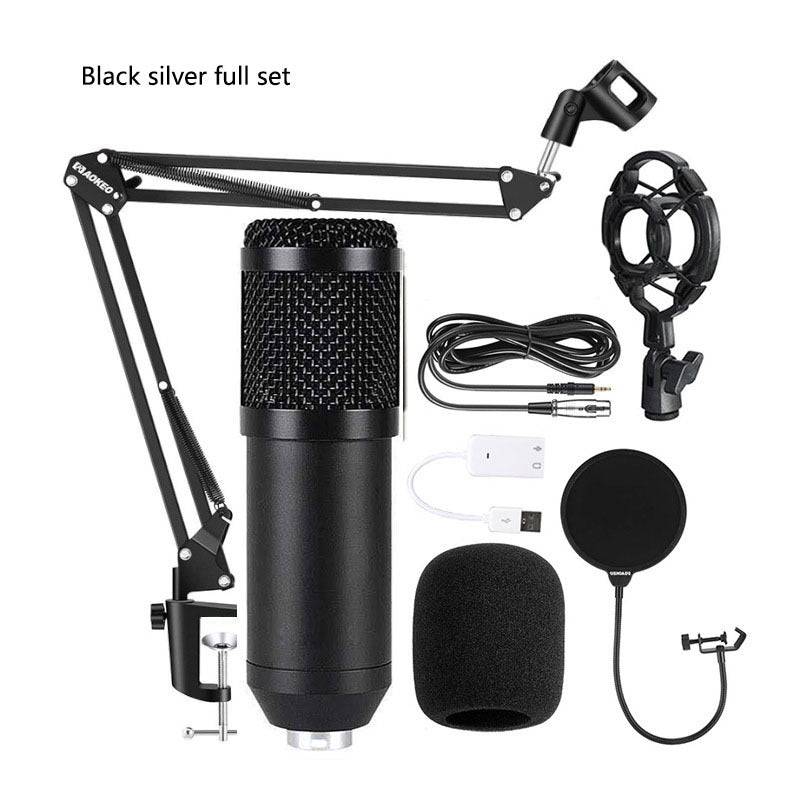 Bm800 Condenser Microphone Microphone V8 Sound Card Cross-Border - All black full set