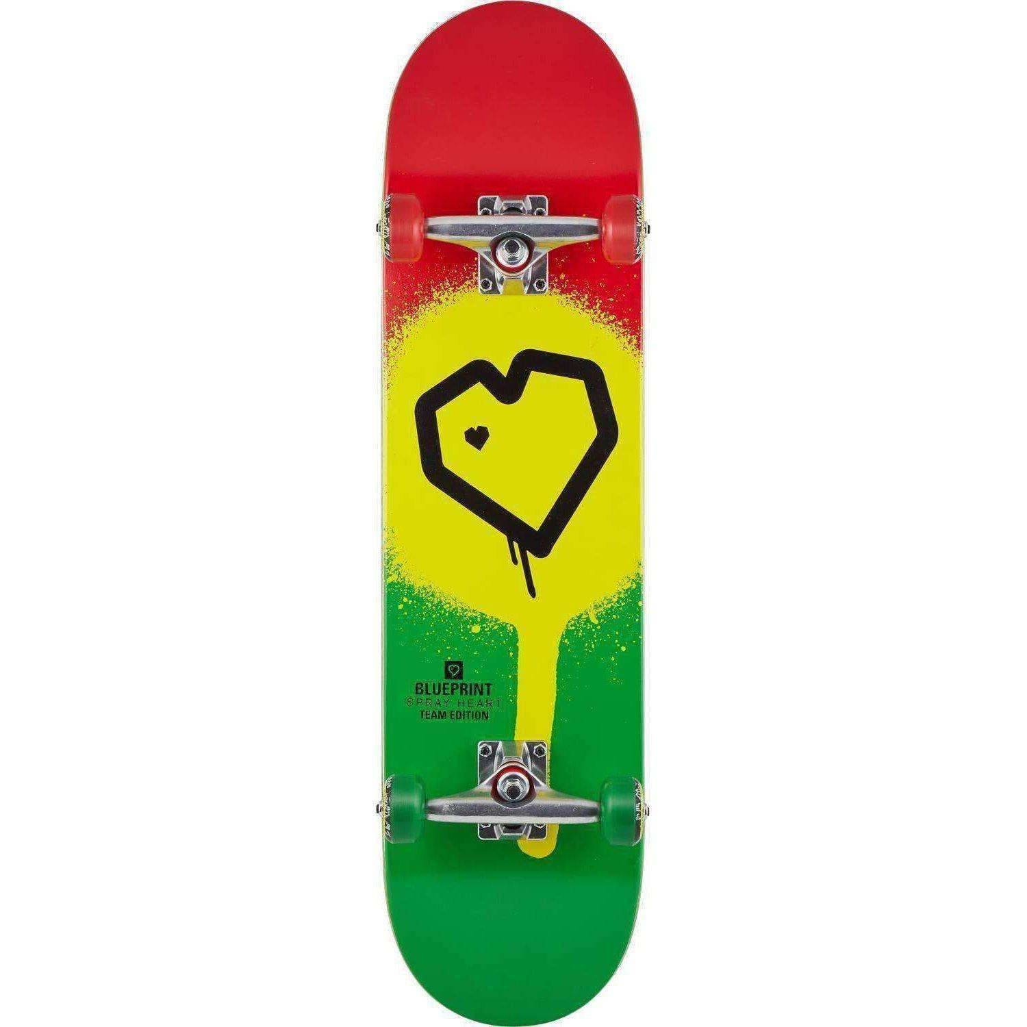 Blueprint Spray Heart Komplett Skateboard - Rasta, Rasta / 7" (7")