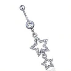 Piercingsmycken - Strass Pentagram Navelring/Navelpiercing - Silver (En-Storlek)