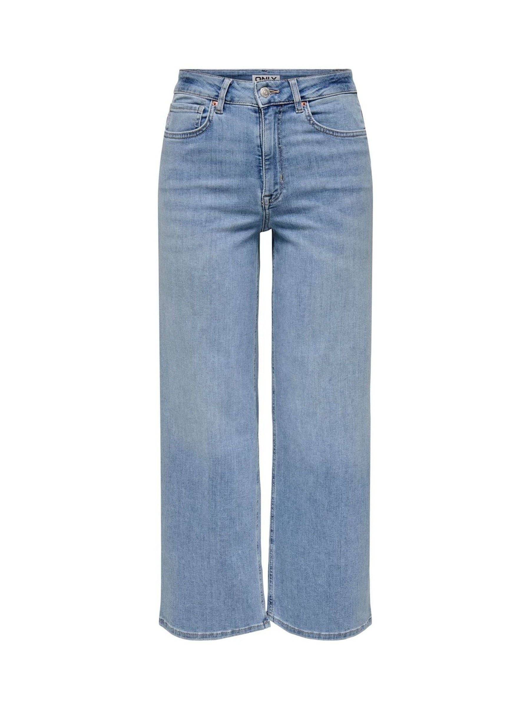 ONLY ONLY Blue High Waist Wide Leg Cropped With Super Stretch Jeans