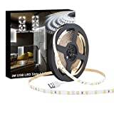 WOWLED 2 m USB 5 V vit LED-remsa lampa icke-vattentät USB-driven TV PC bakstämningsbelysning, IP20 skåp skåp vit remsa ljus
