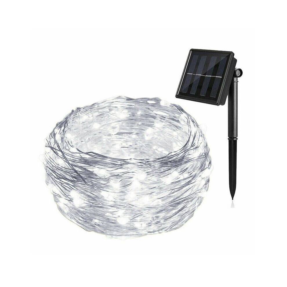 Solar Powered Lights 100 LED String Fairy Lights for Outdoor Christmas Lighting Courtyard Street Garden Decor 10m White