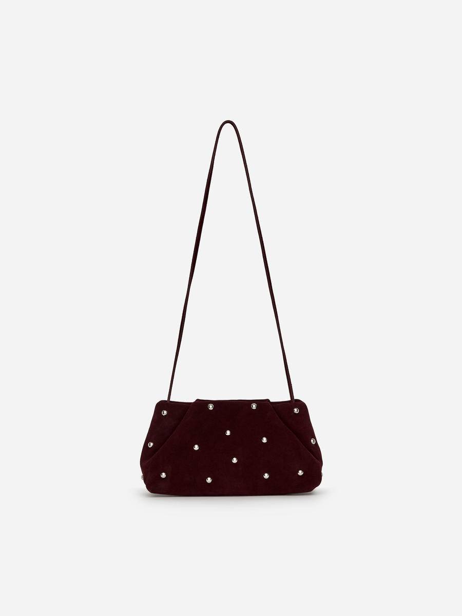 ARKET Studded Suede Clutch -Red, ONESIZE