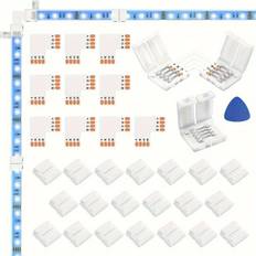 TEMU 33pcs Led Strip Light Connector Kit - 4 Pin, L-shaped Pcb Board For Smd 5050 10mm Rgb Lights, Design, No Power Needed