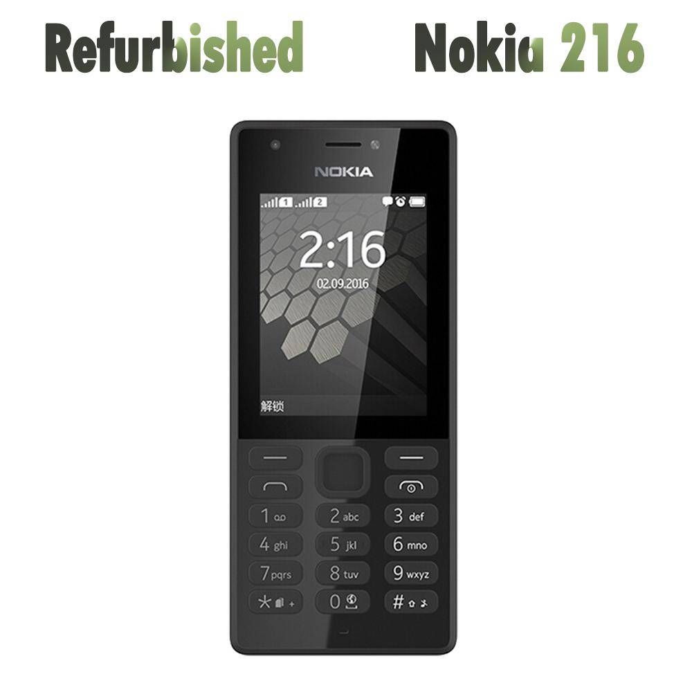 Renoverad Nokia Original Nokia 216 mobiltelefon 1 Battery 1 charger svart