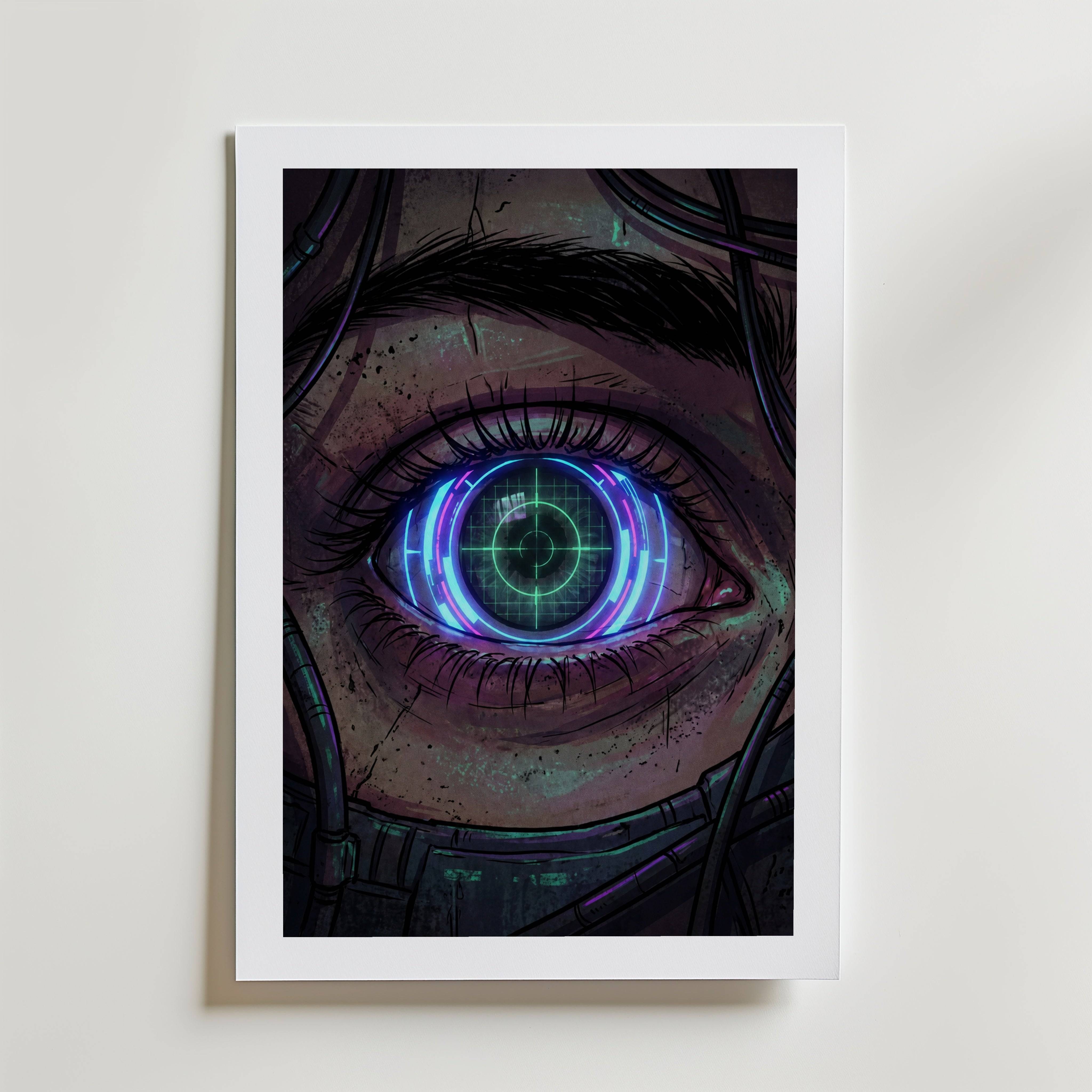 Cyber Iris Poster - Fine Art Poster 40x50 cm Med passepartout