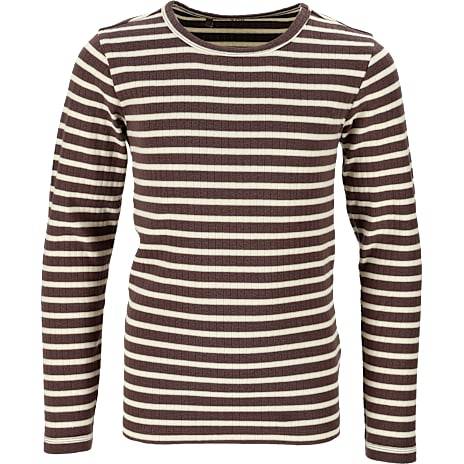 VRS børne bluse med striber str. 98/104 - brun