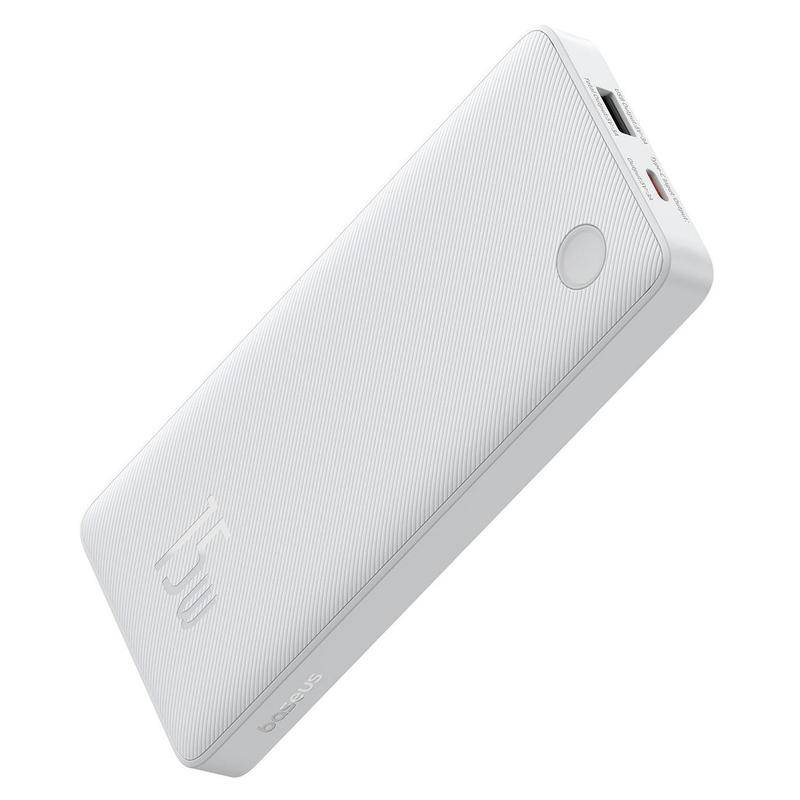 Baseus Lite 10000mah 15w Power Bank With Usb-a - Usb-c 30cm Cable, White, Portable And Fast Charging