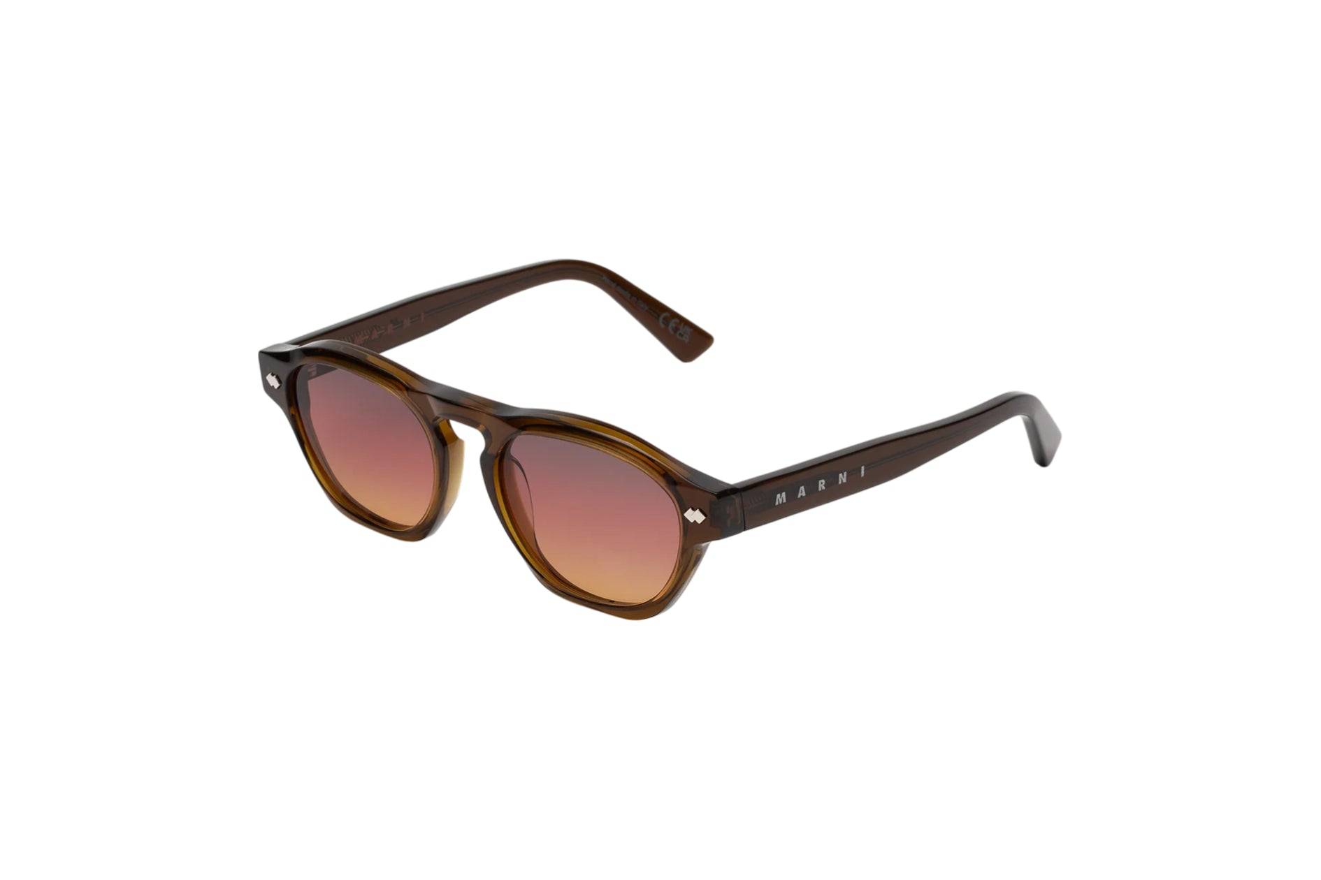 Marni Unisex Marni MV7 Yunari Brown Solglasögon Acetat Brun Röd Geometrisk Normal Nyanserad