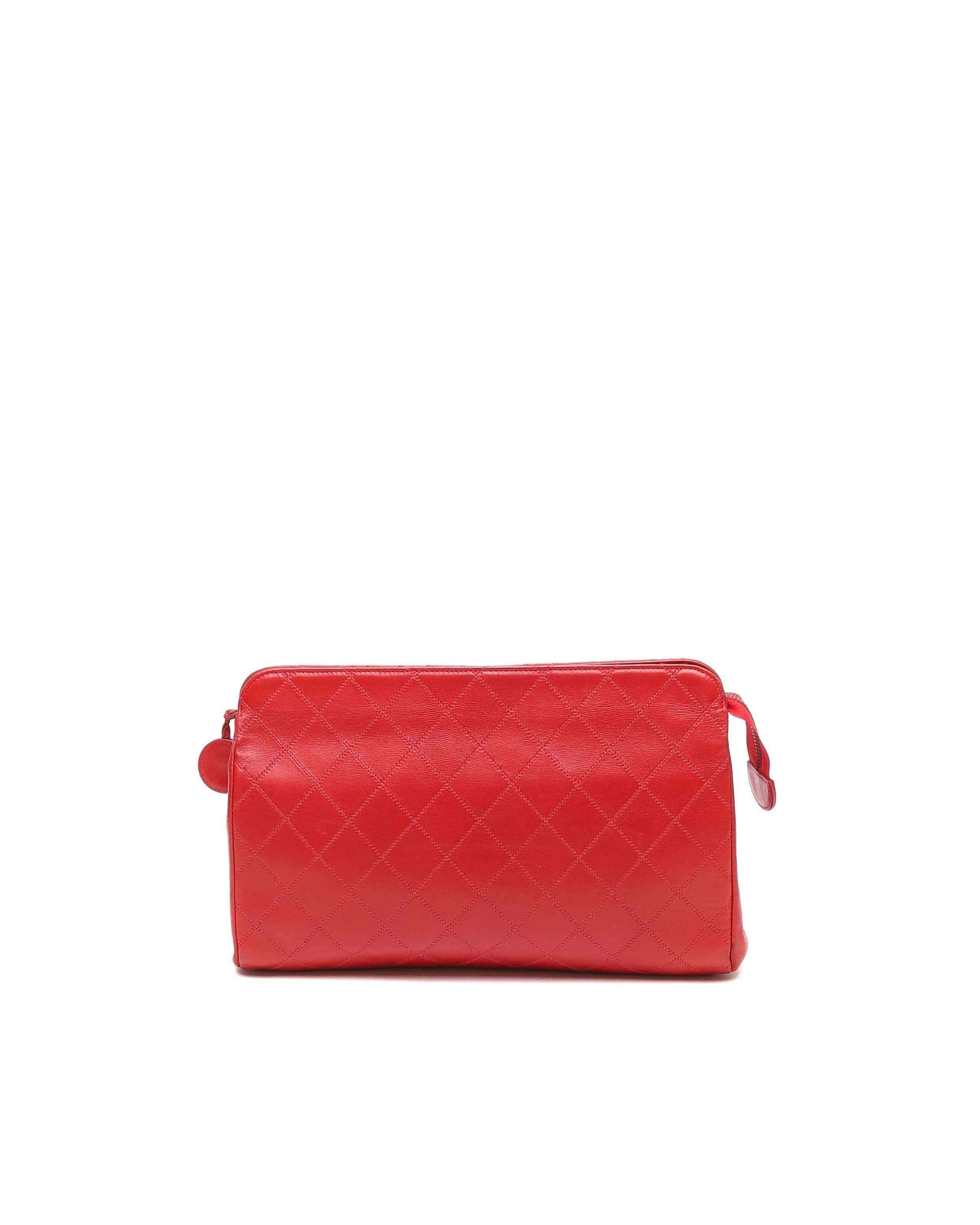 Chanel CC Quilted Clutch Bag - Red - One Size