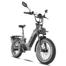 Cyrusher Ovia EEC Urban Commuting Electric Bicycle750W Men's E-Mountain Ebike with Motors 52V17AH Battery 20 Inch Fat Tyre Women's Electric Bike grå