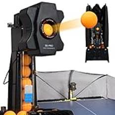 LLYANZZ Automatisk bordtennisbollmaskin, 50W bordtennisrobot S6-PRO Automatisk pingisrobottränarmaskin för bordtennisrobot med nät, kapacitet på 100-300 enheter bollar