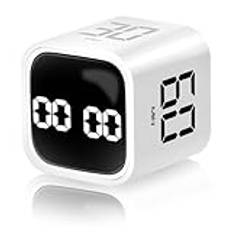 ALEENFOON Gravitationssensor Flip Cube Timer, kökstimer för matlagning, kubtimer, tyst studietider, digital nedräkningstimer för barn, studenter, studie, fitness (vit)