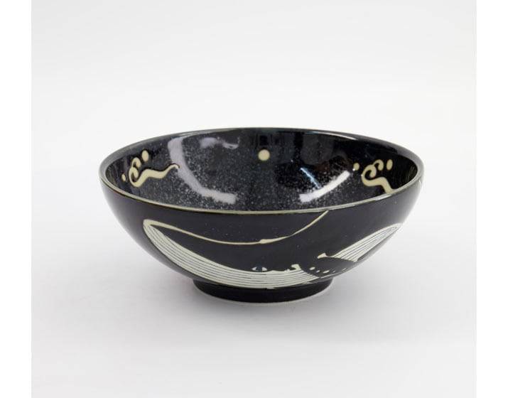 Kawaii Ramen Bowl Black Whale Ramen Skål - Service - Asiatisk og japansk porcelæn