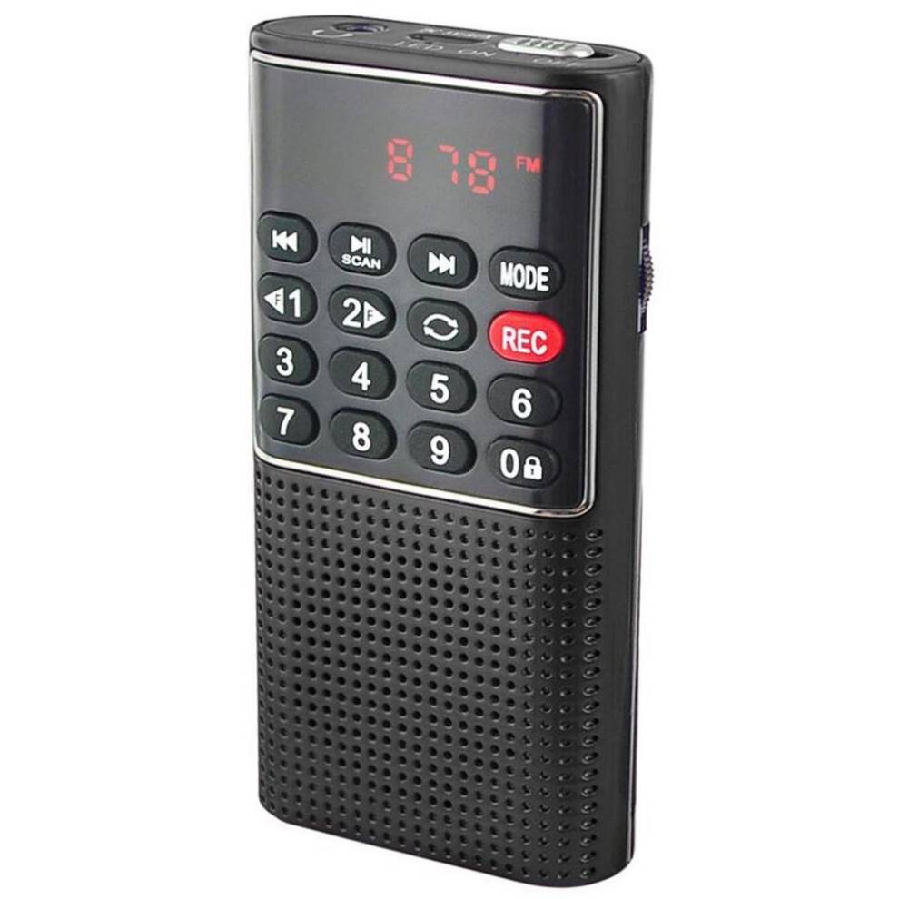 Lommeradio FM/UKW, lille digitalradio med optager, bærbar miniradio med genopladeligt batteri, SD/TF/AUX MP3, FM-radio