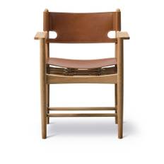 Fredericia Furniture - The Spanish Dining Armchair, Oak oiled,  Cognac leather - Spisebordsstole - Børge Mogensen - Brun - Læder/Træ