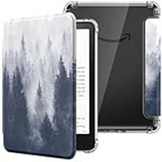 MoKo Case for All-new 7"Kindle Paperwhite 12th Generation 2024&Kindle Colorsoft Signature Edition 2024,Ultra Clear Soft Flexible Transparent TPU Back Cover Light Shell with Auto Wake/Sleep,Gray Forest