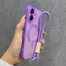 Ny modell Lämplig Kompatibel med Apple 16Promax Mobilskal Dopamin Matt Skin Känns Lämplig för Iphone16 Mobilskal Magnetiskt sug Avancerad Känsla 15Pro - Blåröd (Multi-size)