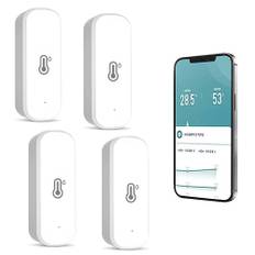 Lollanda Smart WiFi Termometer med App Notifikation, Trådløst Termometer og Hygrometer – Alexa Kompatibel 2/4-pak, Hvid