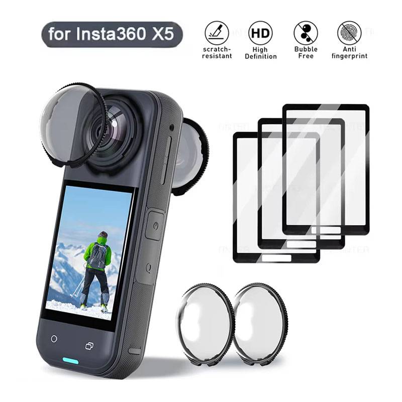 For Insta360 X4 X5 Screen Protector Lens Guard Cap Tempered Glass Film Anti-Scratch Protective Kit 360°Video Camera Accessores