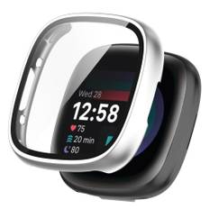 Fitbit Versa 4 / Sense 2 skal i härdat glas- Silverfärgat