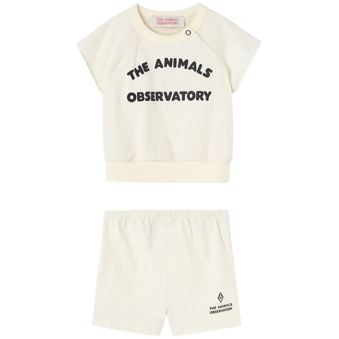 The Animals Observatory Squab Baby Sæt White Logo 6 months Hvid 6 måneder Drenge, Piger
