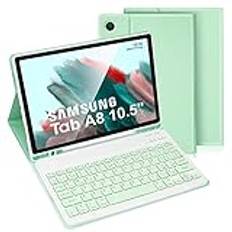 LAMA Tangentbordsfodral för Samsung Tab A8 10,5 tum 2021 (SM-X200/X205/X207), smal smart surfplatta fodral med inbyggd S pennhållare och avtagbart trådlöst tangentbord för Galaxy Tab A8 surfplattor,