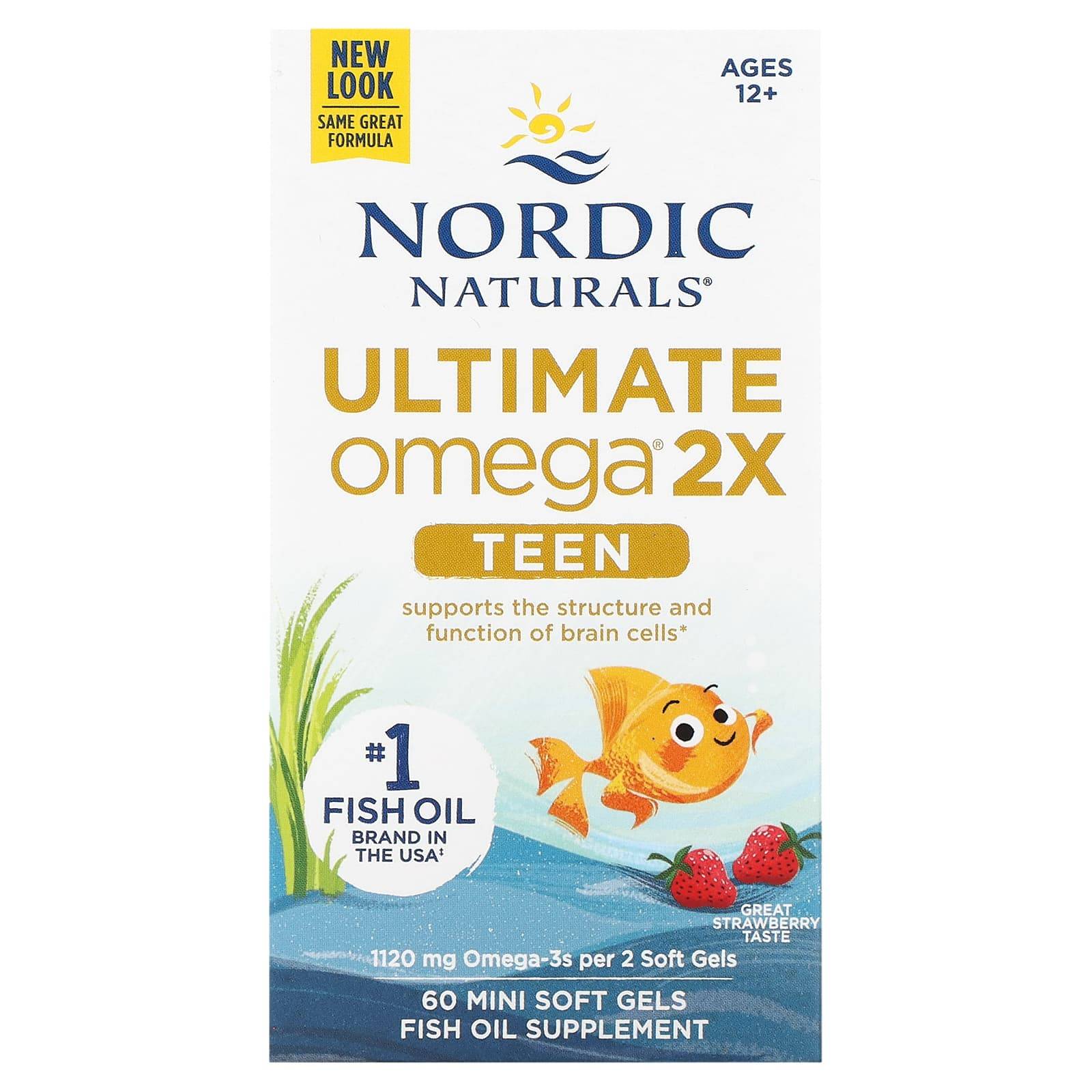 Teens, Ultimate Omega 2X, Ages 12+, Strawberry Flavor, 60 Mini Softgels