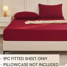 1pc Solid Color Blue Fitted Sheet, Mattress Protector, Mattress Cover For Bed, Bed Sheet, Soft And Breathable, For All Size Bed -Twin, Full, King, Que - Burgundy - Multi-size