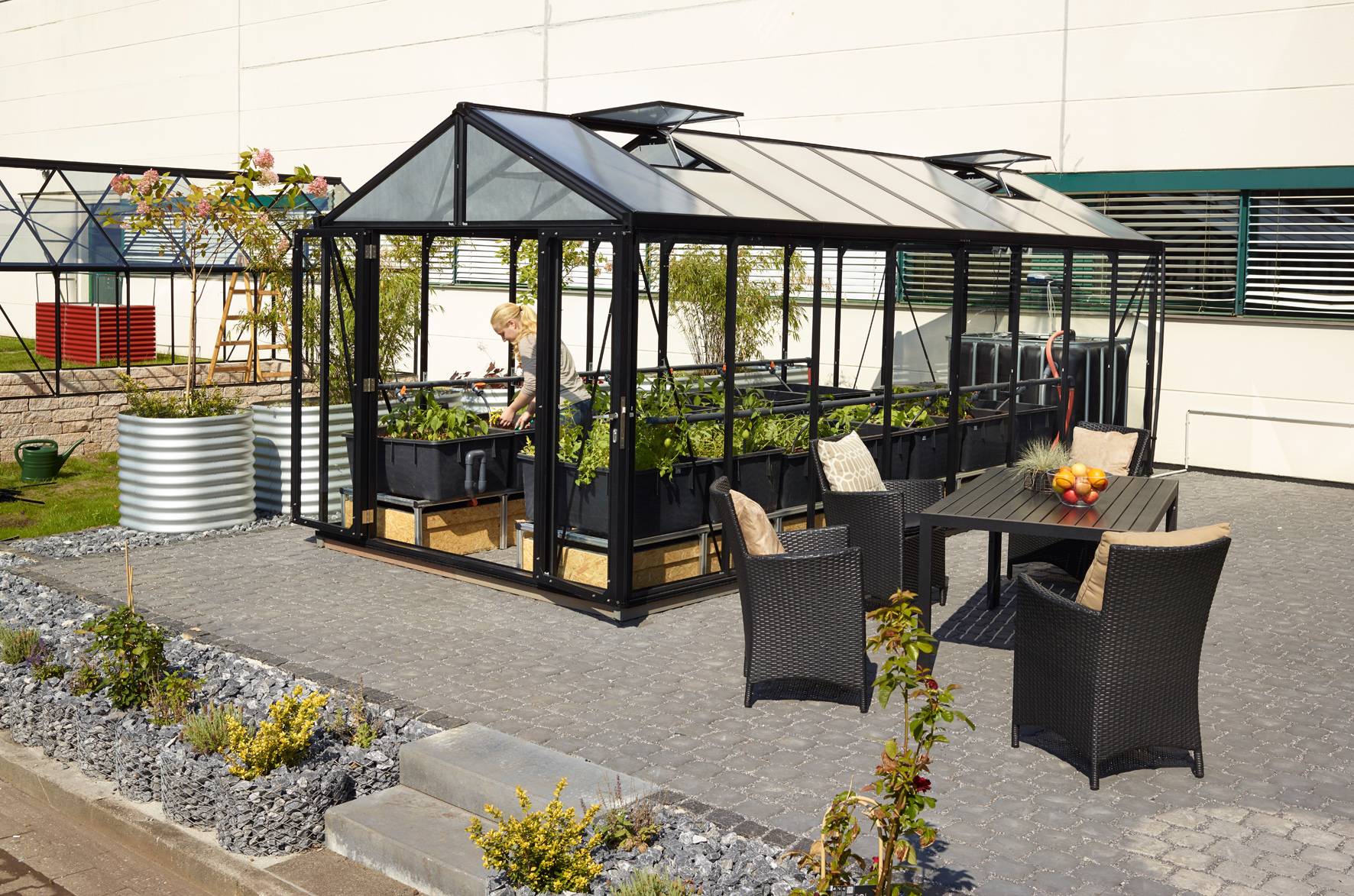 Poseidon - Växthus Vitavia 8,1 - 15,7 m² Svart 13,8 m²
