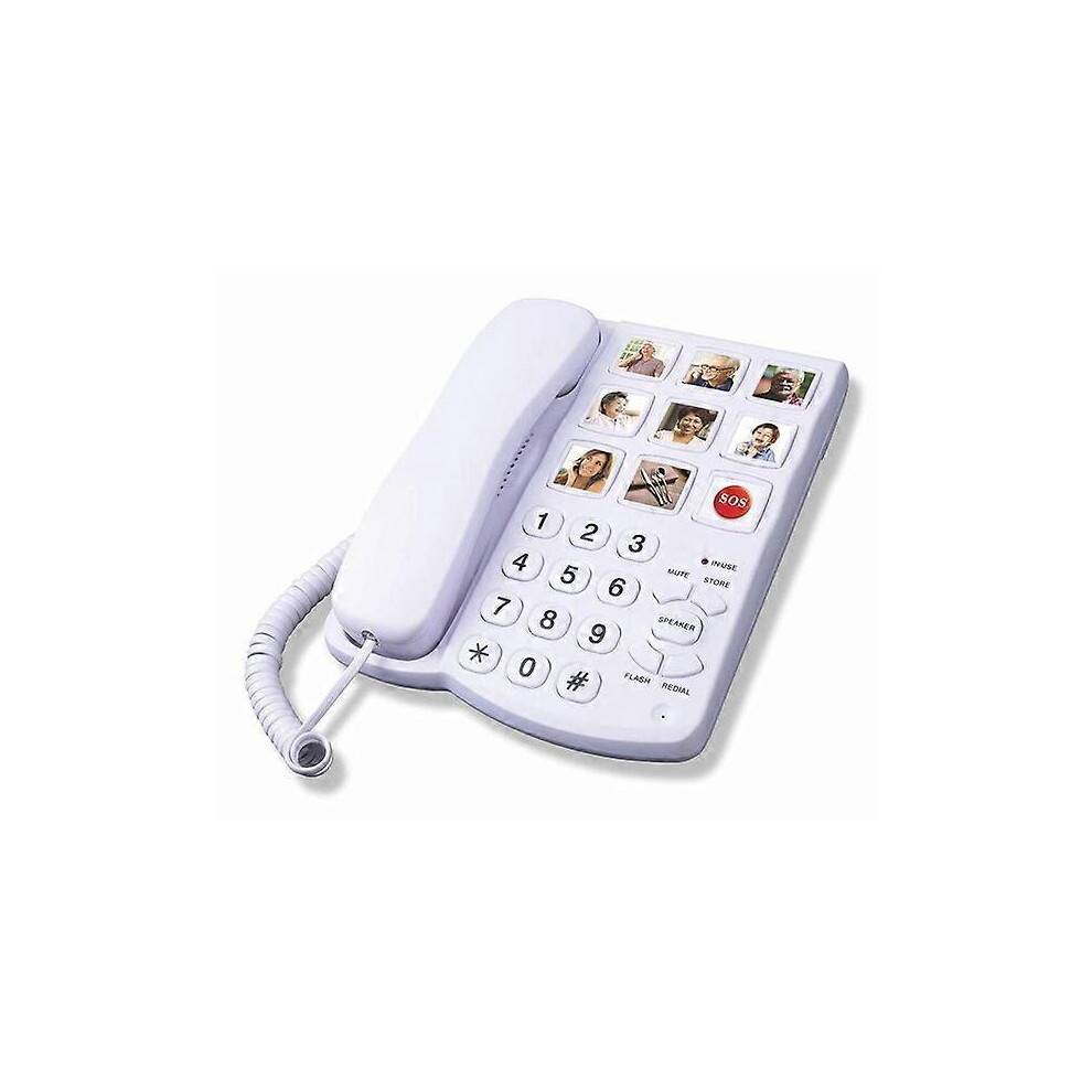 Fastnettelefon til ældre med store knapper og nødopkald med én knap, model 259, fastnettelefon til hjemmet