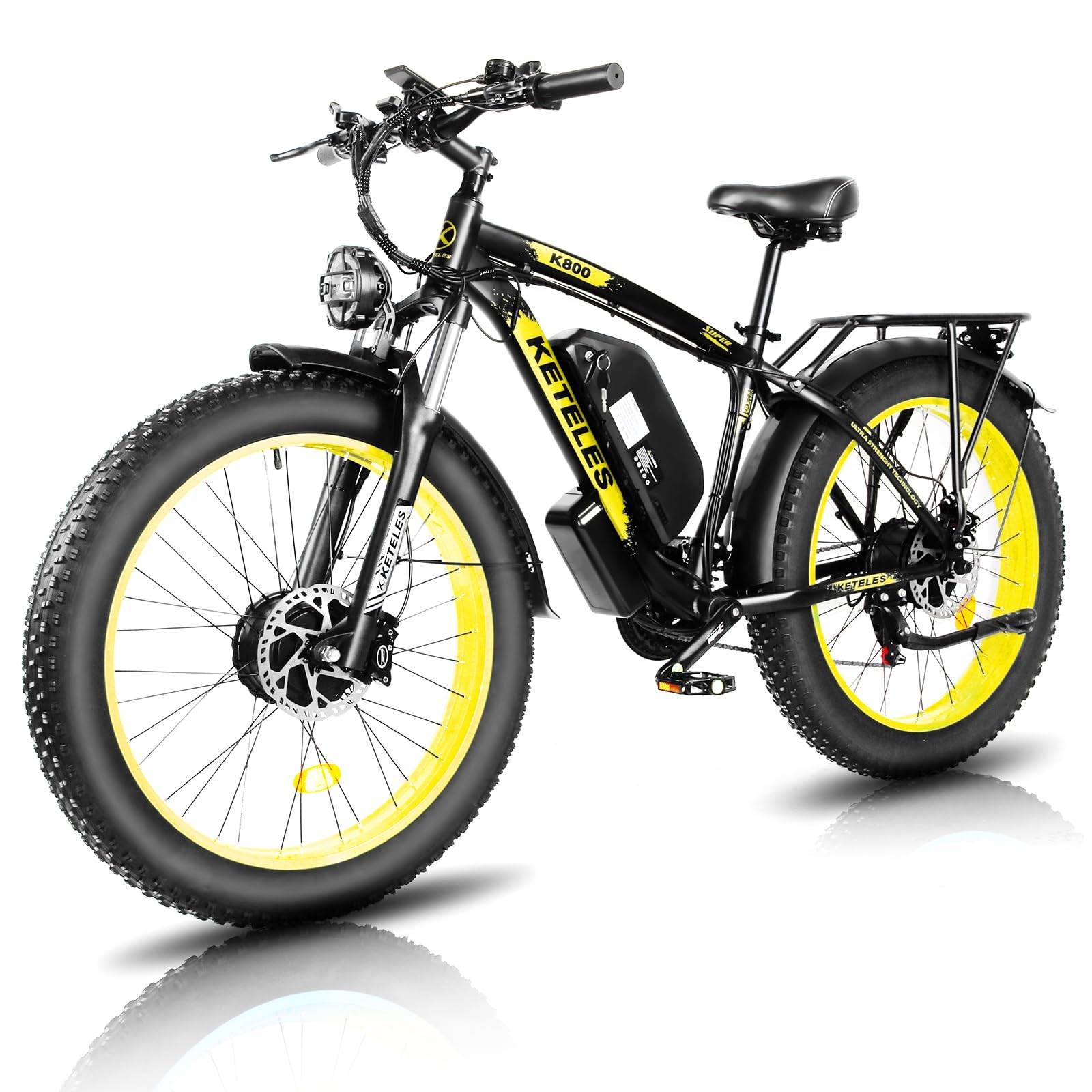 KETELES K800 Elcykel med dubbla motorer 2×1000W, 48V 23AH, 26  Chaoyang Fat Tires, Låsbar gaffel med fjädring, Hydraulisk skivbroms Off-Road E-bike gr
