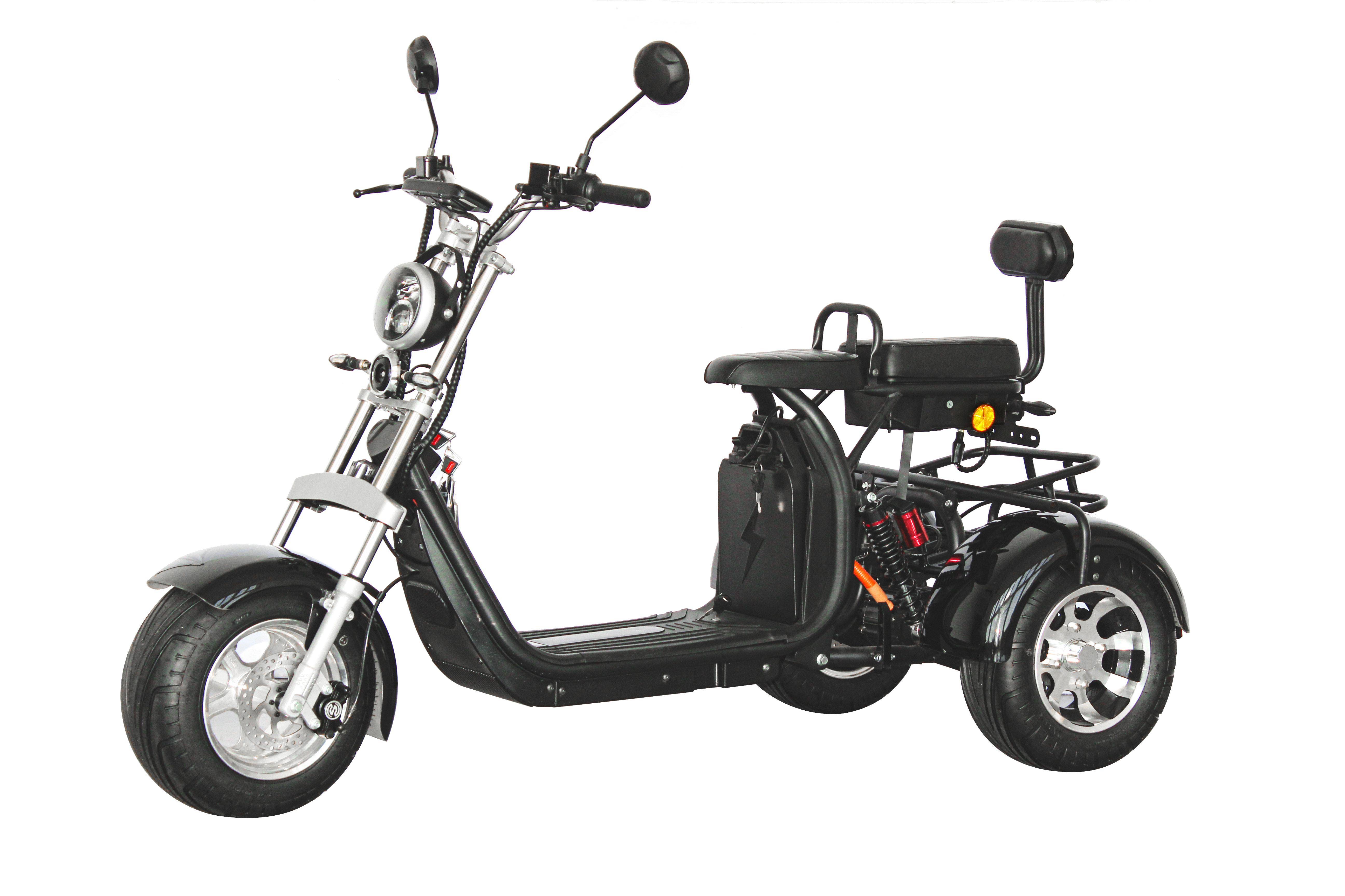 2000W Elektrisk Elsparkcykel med Dubbla Batterier - 80 km Räckvidd, 200 kg Lastkapacitet, 10 Däck med svart