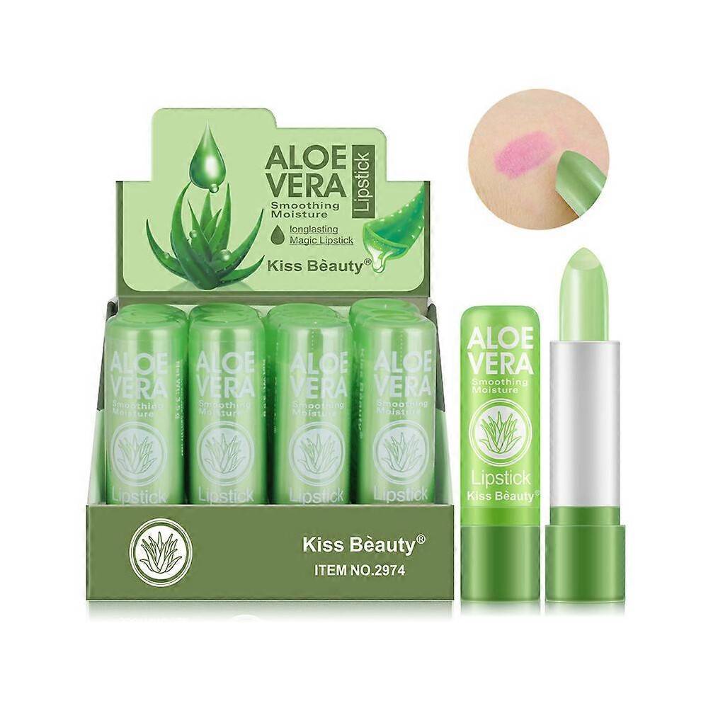 (12PCs) 12PCS Moisturizing Aloe Color Changing Lipstick Long Term Moisturizing and Moisturizing Lipstick Lip Color Lip Care