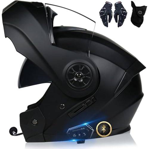 Bluetooth MC-hjälm, DOT/ECE-godkänd Modul Flip Up Full Face Integrerad Hjälm, Med Högtalare Och Mikrofon, For Vuxna Män Kvinnor(4,L=59~60CM)