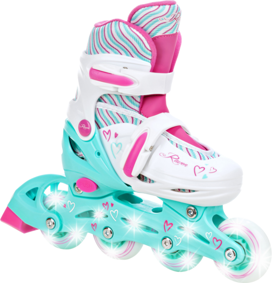 Raven Loret (all Led Wheels) Inlines Vit / Akvamarin Grön / Rosa - 34-37
