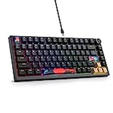 SOLIDEE 75% Mekaniskt Speltangentbord Hot Swappable,Röda Brytare RGB Bakgrundsbelyst tangentbord,82 Tangenter TKL Mekaniskt Tangentbord,NKRO Kompakt Tangentbord med Kontrollratt(82 Blue Samurai)