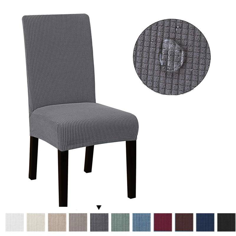 Jacquard vattentät stolsöverdrag Spandex Stretch Slipcovers Stol Stolöverdrag för kök Matsal Kök Bröllopsbankett marinblå färg