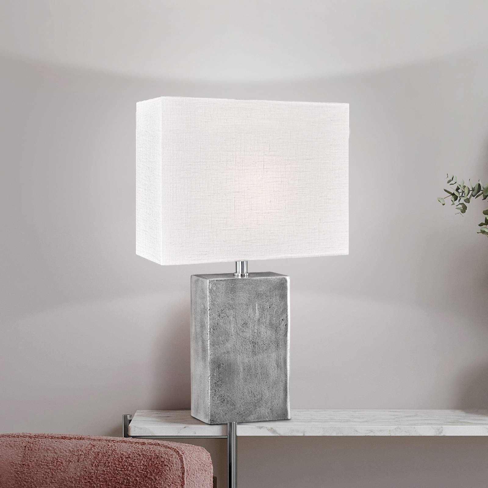 FISCHER & HONSEL Bordslampa Amiens, Vitt / opal, Vardagsrum / matsal, Textil / tyger / siden, Bordslampa