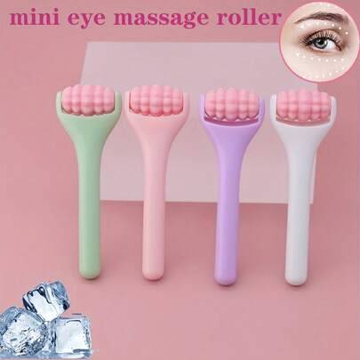 Mini ögonmassagerulle, mini ansiktsmassagerulle, fingermassagerulle, bärbar söt mini-skönhetsstav lämplig för kvinnor, krämtillbehör, ögonkrämsverktyg (Vit,grön,rosa,Purpur,förvaringslåda)