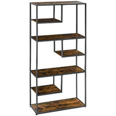 HOMCOM Bokhylla med 7 nivåer stålram industriell stil för vardagsrum sovrum kök - 83 x 34 x 180 cm