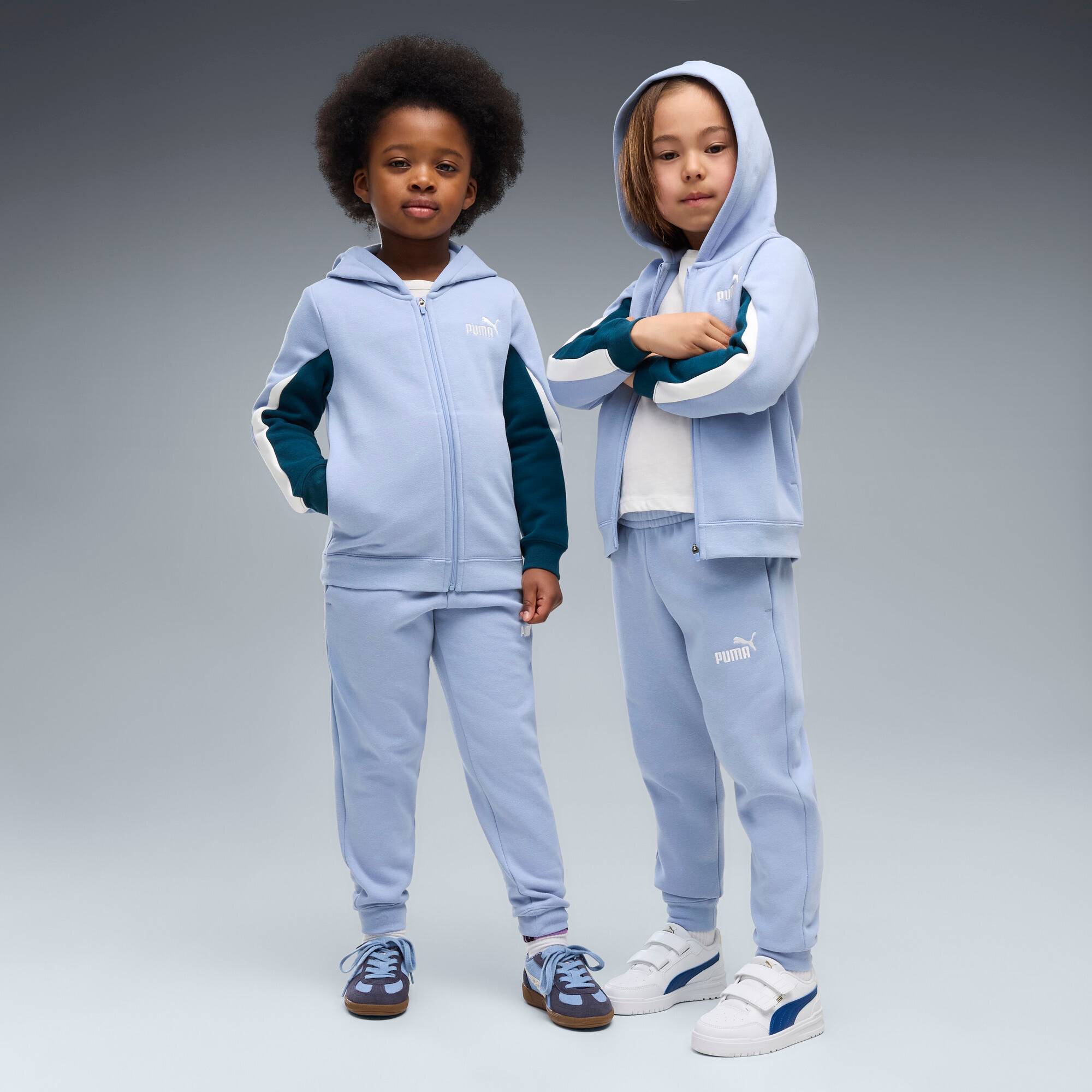 PUMA Essentials Colourblocked Hooded Full-Zip Tracksuit Kids, Clothing, Chambray Blue, 6-7Y