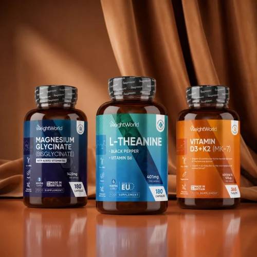 Helsepakke til vinterbalance l Tre kosttilskud til spotpris l Magnesiumglycinat, L-Theanin med B6-vitamin og D3+K2-vitamin